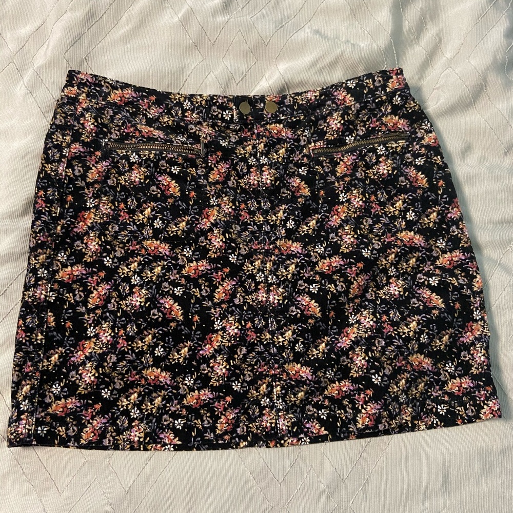 Corduroy Floral Skirt